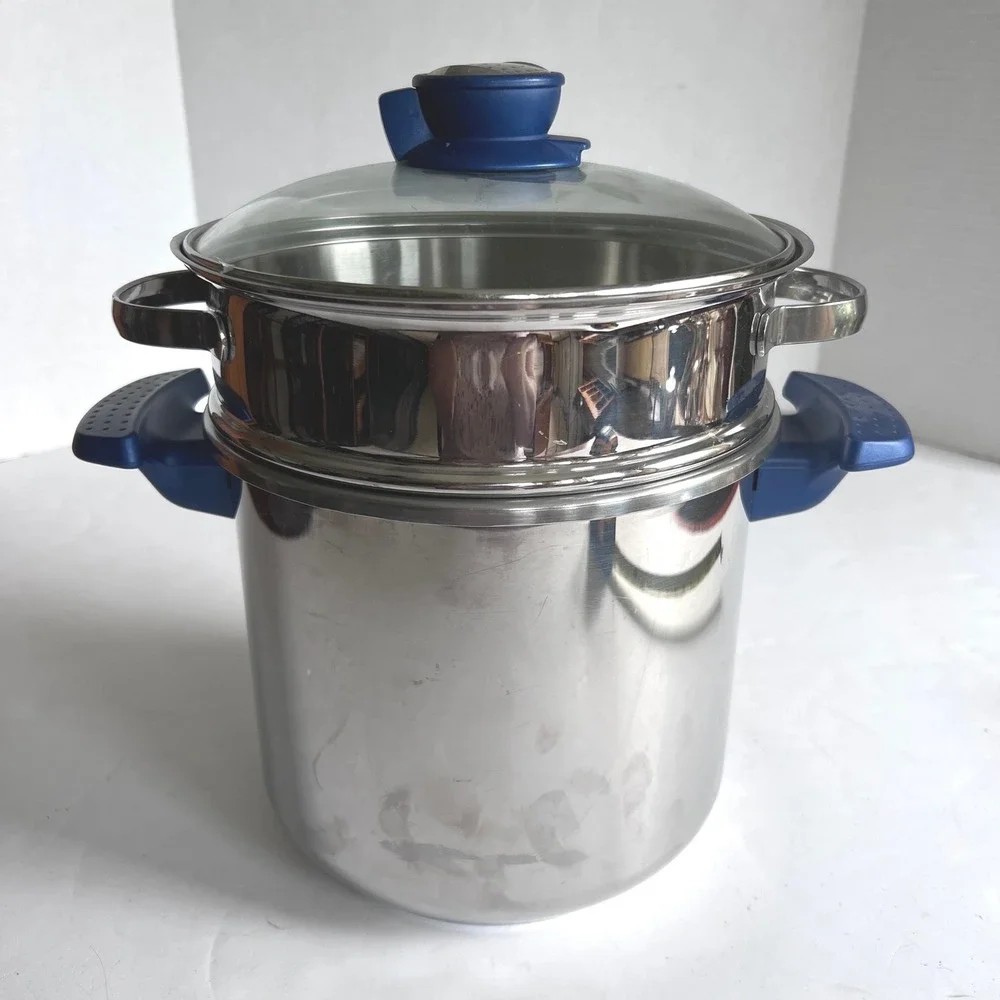 VTG T-Fal SEB Diffusal 7.5L Stainless Steel Steamer Stock Pot France 3 Pc Set